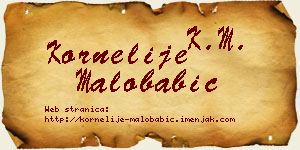 Kornelije Malobabić vizit kartica